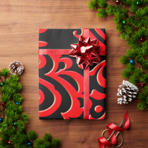 Papel De Presente Padrão Negro Vermelho abstrato indonésio