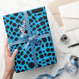 Papel De Presente Padrão Orágico Psicodélico Azul E Preto