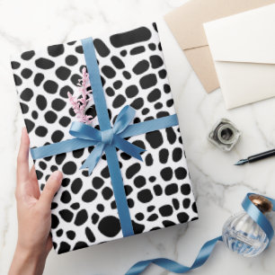 Papel De Presente Padrão Orágico Psicodélico Preto E Branco