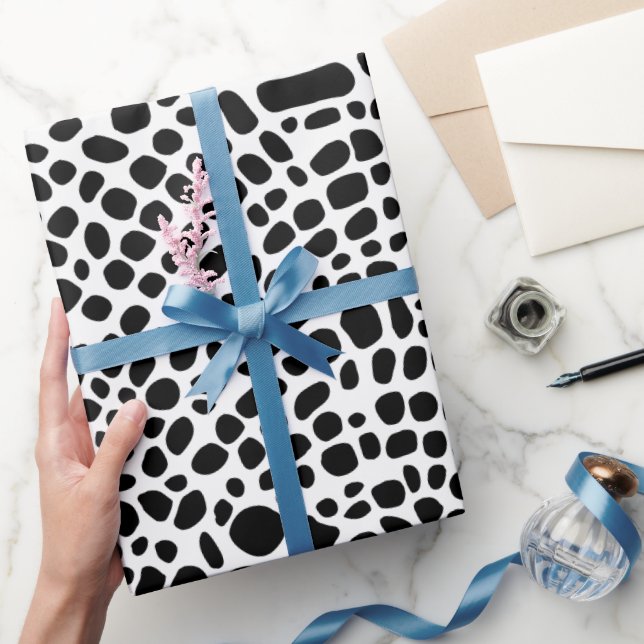 Papel De Presente Padrão Orágico Psicodélico Preto E Branco (Presentear)