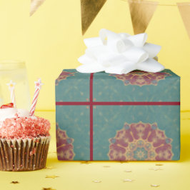 Papel De Presente Padrão orientado para turquesas elegantes