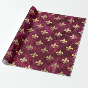 Papel De Presente Padrão Orleans de Red Velvet Fleur De Lis Mardi