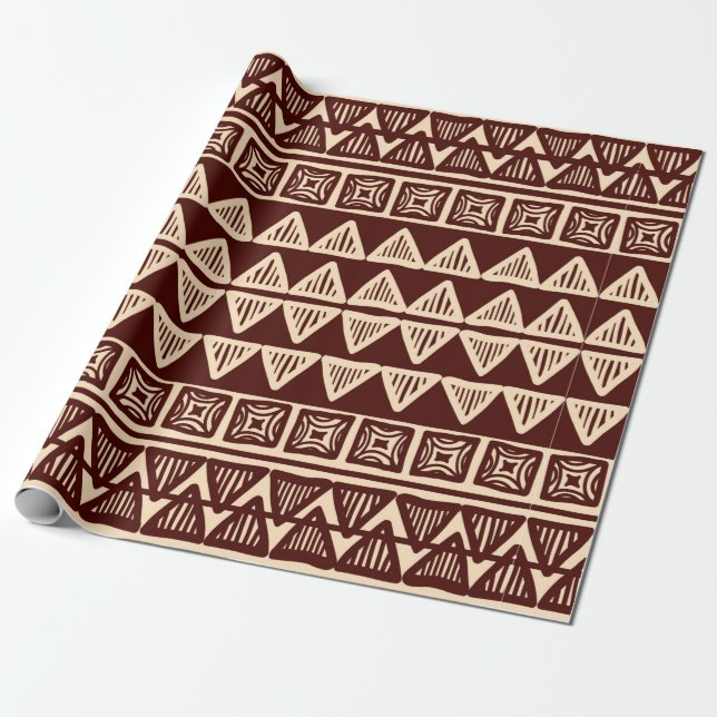Papel De Presente Padrão ornamental tribal distribuído (Desenrolado)
