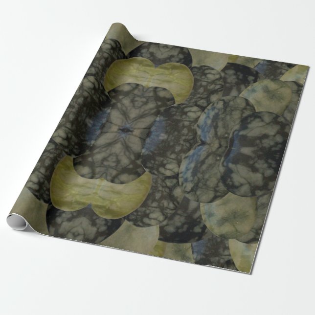 Papel De Presente Padrão Oval Banded Agate Gemstone Quatro Parte (Desenrolado)