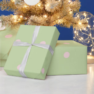Papel De Presente Padrão Pastel de Pontos Pink e Verde Feminino