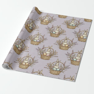 Papel De Presente Padrão Pastel do Coelhinho da Páscoa