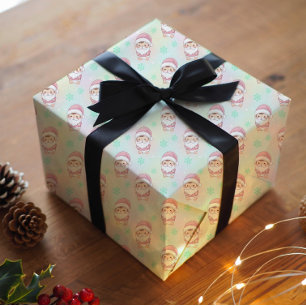 Papel De Presente Padrão pastel do Papai Noel Kawaii