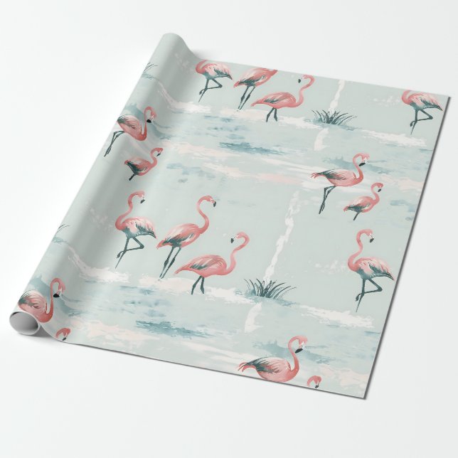Papel De Presente Padrão pastel flamingo elegante (Desenrolado)