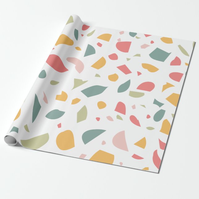Papel De Presente Padrão pastel moderno de terrazzo (Desenrolado)