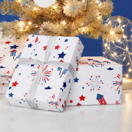 Papel De Presente Padrão Patriótico Adorável do Dia 4 de Julho