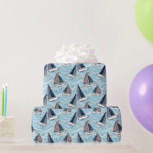 Papel De Presente Padrão Patriótico Náutico de Cruzeiro