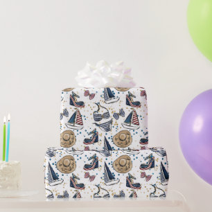 Papel De Presente Padrão Patriótico Náutico de Cruzeiro