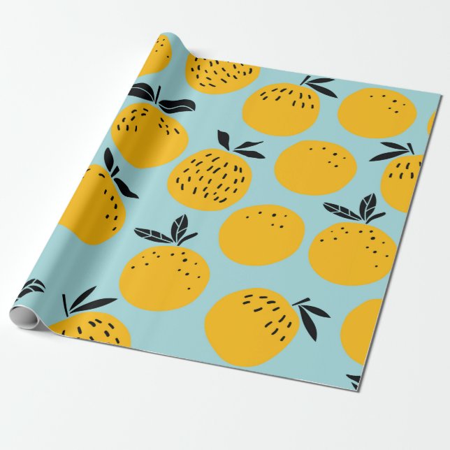 Papel De Presente Padrão perfeito de frutas de laranjas (Desenrolado)