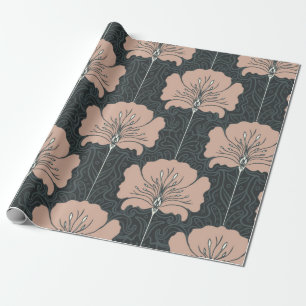 Papel De Presente Padrão perfeito de vindima com flores rosa. Art n°