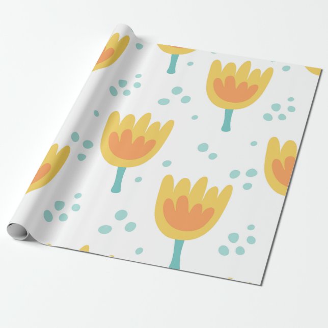 Papel De Presente Padrão perfeito de vinhetas, padrão de flores fofi (Desenrolado)