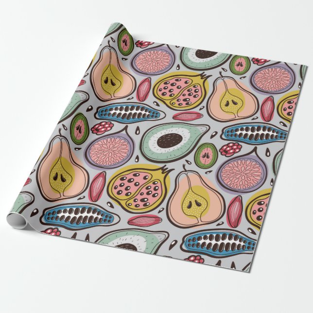 Papel De Presente padrão perfeito do Fruta (Desenrolado)