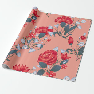 Papel De Presente Padrão perfeito vintage design floral com rosas.