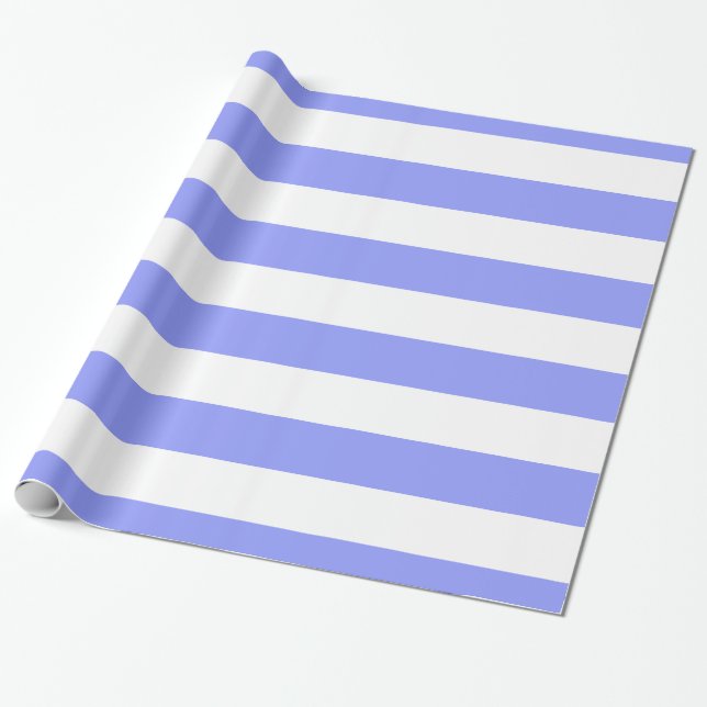 Papel De Presente Padrão Periwinkle Blue, White XL Stripes (Desenrolado)