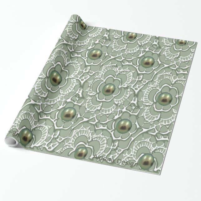 Papel De Presente Padrão Pérola Verde para embrulho de presente (Desenrolado)