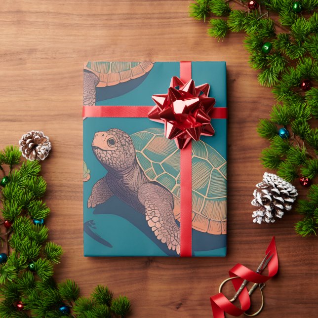Papel De Presente Padrão Personalizado Colorido da Tartaruga (Presente de Natal)