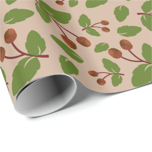 Papel De Presente Padrão Personalizado de Folhas Rústicas e Folhas V