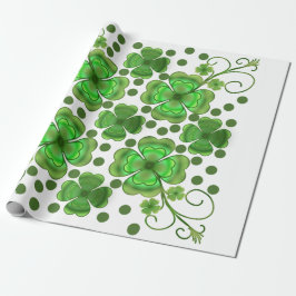 Papel De Presente Padrão personalizado de trevo e redemoinho em verd