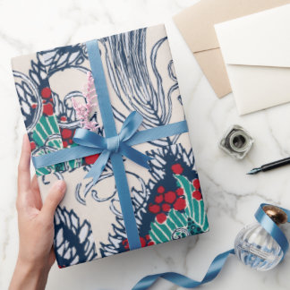 Papel De Presente Padrão pochoir botânico oriental Samarcanda