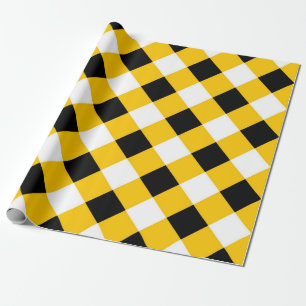 Papel De Presente Padrão Preto Amarelo e Branco de Outono