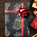 Papel De Presente Padrão Preto de Chocolate Quente Neon Christmas<br><div class="desc">Apresentando nosso design de padrão quente de chocolate quente de natal brilhante! Esta design de luz negra fará seus presentes de Natal brilharem! O padrão de chocolate quente neon é perfeito para crianças, jovens e adolescentes. Essa design tem coloração metálica e é festiva, e fará seus presentes se destacarem sob...</div>