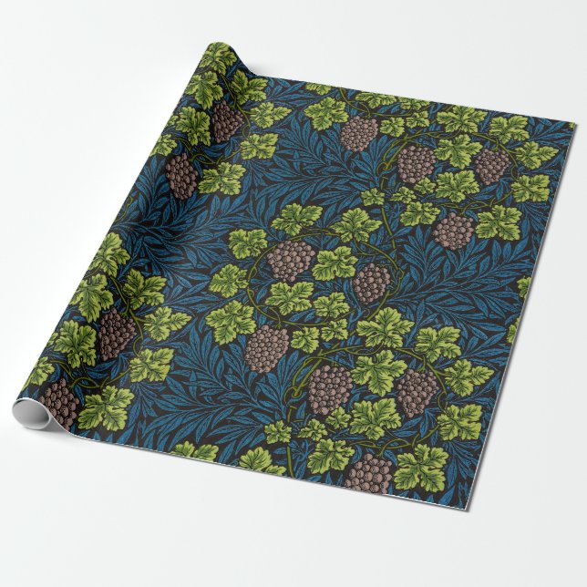 Papel De Presente Padrão Preto de Videira de Uva Sem Costura de Will (Desenrolado)