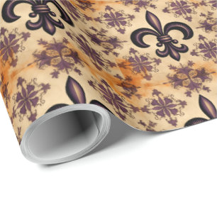 Papel De Presente Padrão Preto e Laranja Elegante