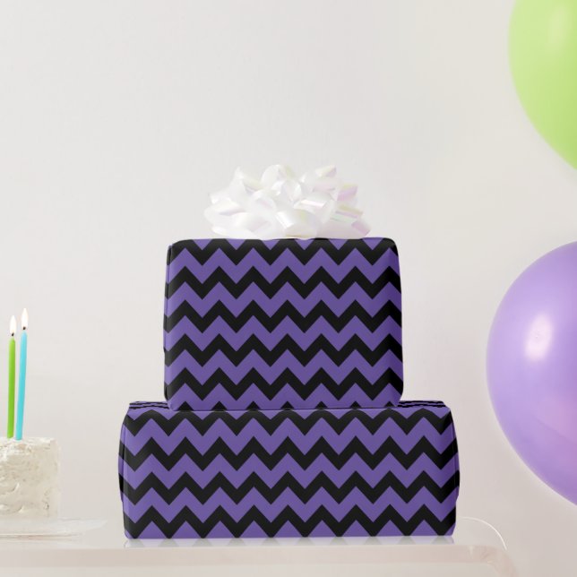 Papel De Presente Padrão preto violeta ultra violeta (Presentes para festas)