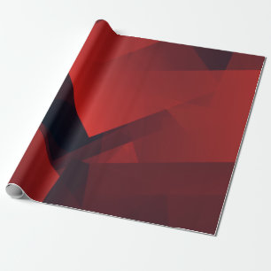 Papel De Presente Padrão Quadrado Vermelho Escuro e Preto