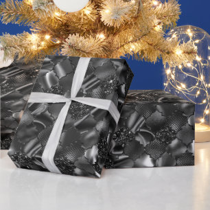 Papel De Presente Padrão Quatrefoil Marroquino Preto