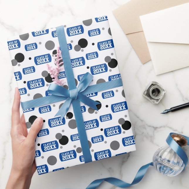 Papel De Presente Padrão Real Azul "Classe de" Cão (Presentear)