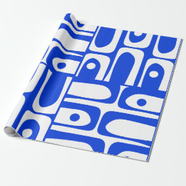 Papel De Presente Padrão Real Azul do Piquet Retro Moderno do meio s