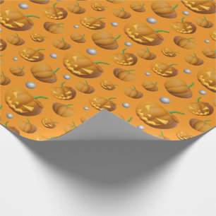 Papel De Presente Padrão Realista Jack O'Lantern e Pumpkin 3D