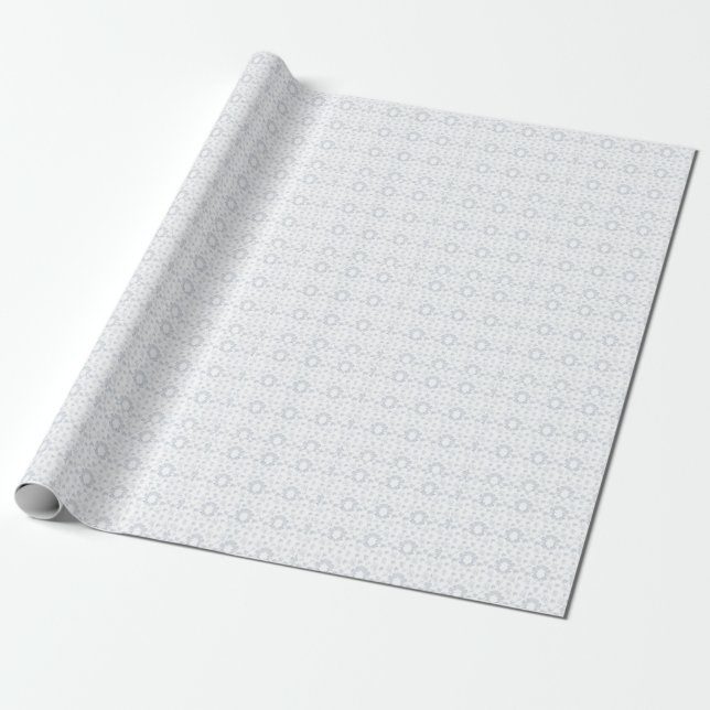 Papel De Presente Padrão Repetitivo de Chinoiserie Branco Azul (Desenrolado)