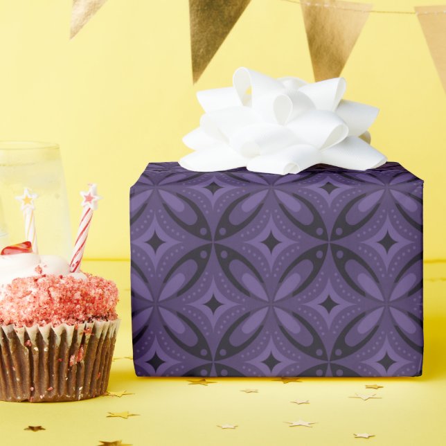 Papel De Presente Padrão Retro de Cor Roxo Escuro (Festa de aniversário)