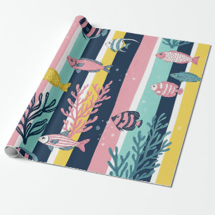 Papel De Presente Padrão Retro Náutico de Aquarela (7)