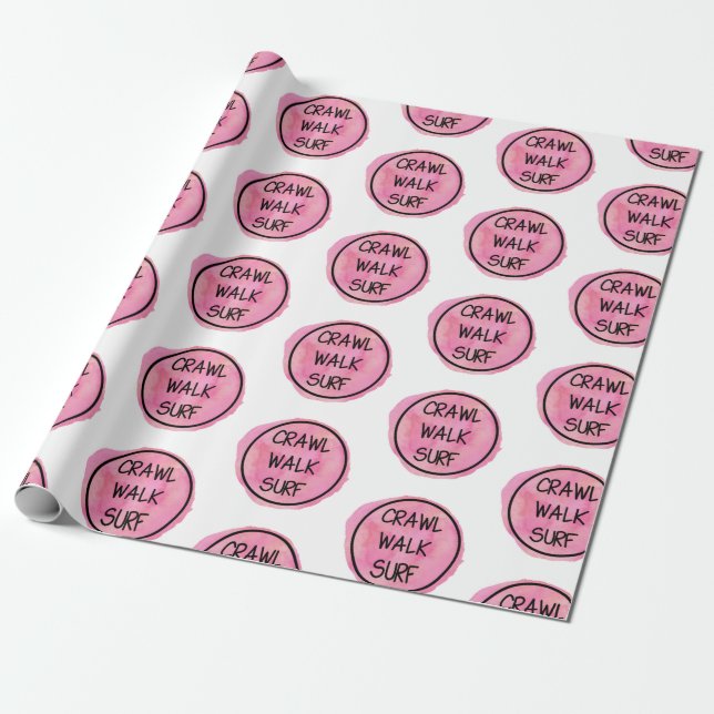 Papel De Presente Padrão Rosa do Surf de Rastreamento (Desenrolado)