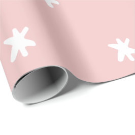 Papel De Presente Padrão Rosa e Branco