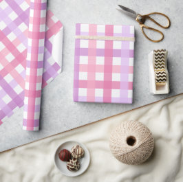 Papel De Presente Padrão Rosa Púrpura Pastel Gingham