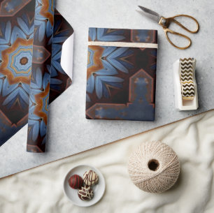 Papel De Presente Padrão Russo Laranja Azul N.o 1