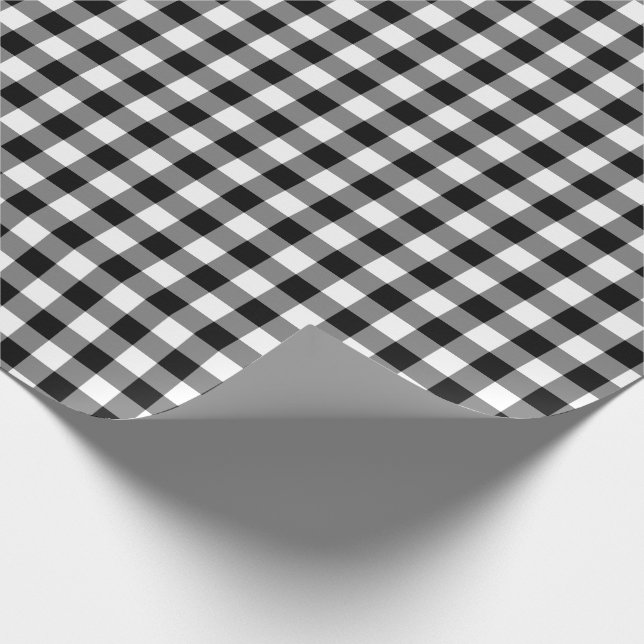 Papel De Presente Padrão Rustic Black and White Gingham (Ponta)