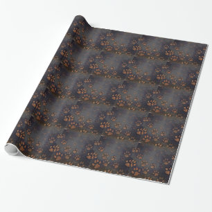Papel De Presente Padrão Rustic Black Paw
