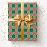 Papel De Presente Padrão Rustic Christmas Green Xadrez<br><div class="desc">Livro Verde sobre o Padrão de Xadrez de Natal Russo.</div>