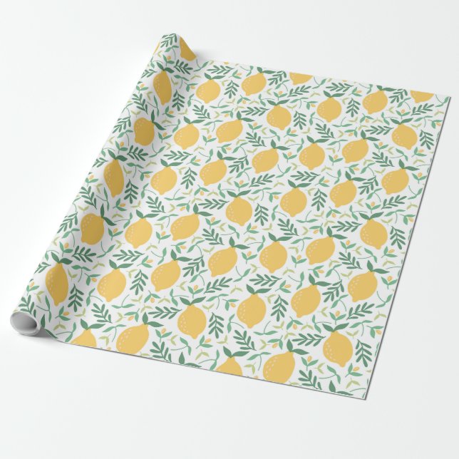 Papel De Presente Padrão Rustic Country Fazenda Lemon (Desenrolado)
