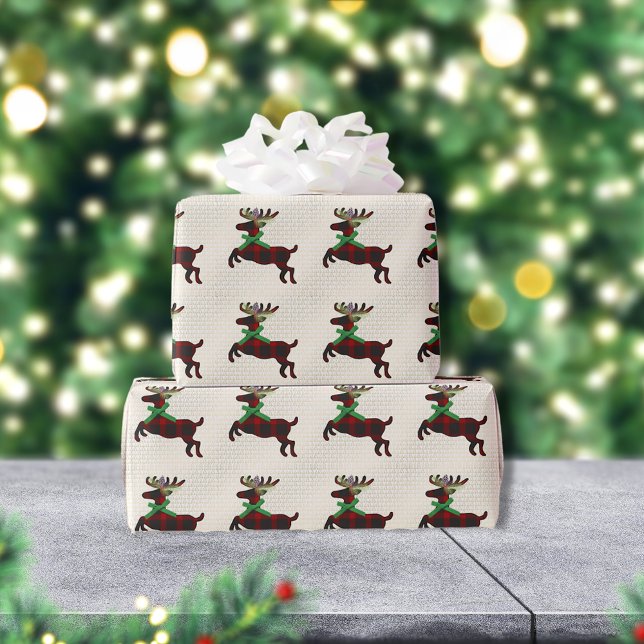 Papel De Presente Padrão Rustic Deer Red Boho (Criador carregado)