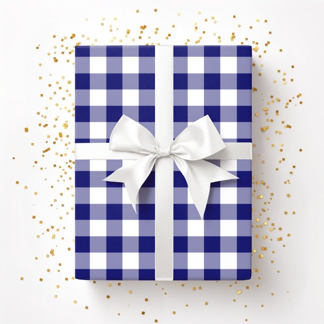 Papel De Presente Padrão Rustic Farmhouse Blue & White verificado (Rustic Farmhouse Blue & White Checked Pattern Wrapping Paper)